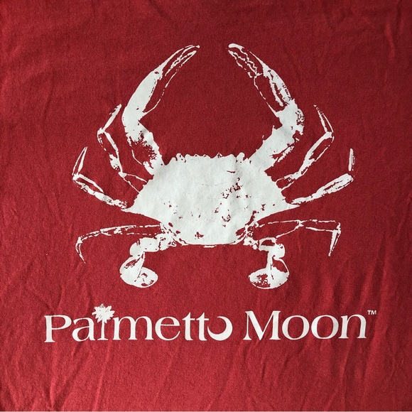 PALMETTO MOON • Coral Pink Crab Logo Preppy SC Cotton Tee Size Large - Picture 12 of 16